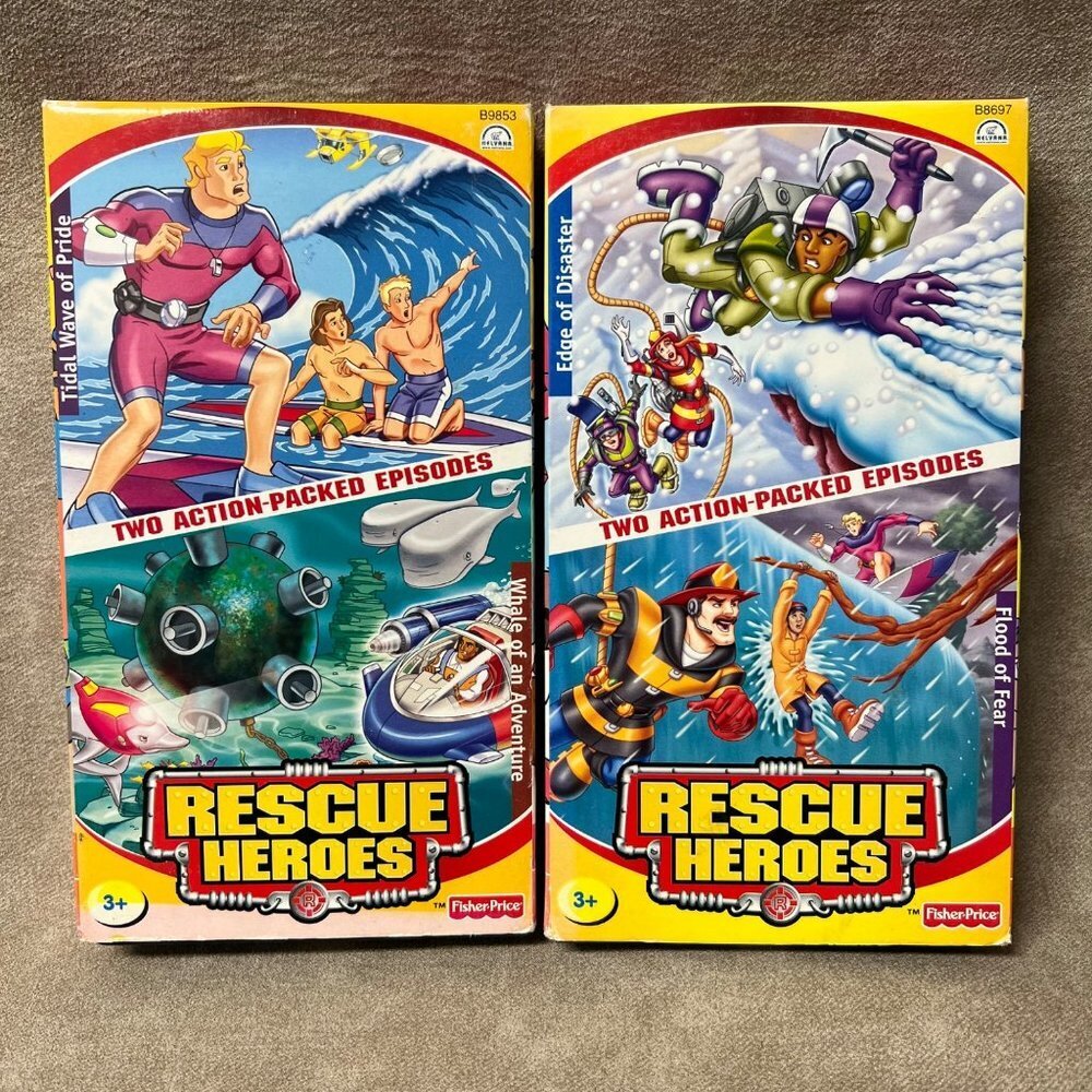 Lot of 2 Rescue Heroes VHS Movies. Fisher Price 90's,